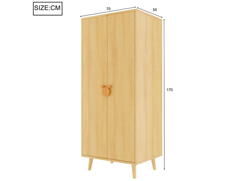 Armoire 70x55x170 cm à 2 portes, coloris bois naturel - Conforama C