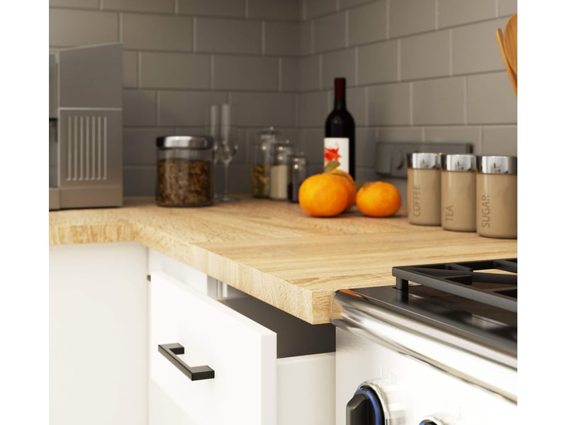  Ensemble de cuisine vitré akord oliwia 2.4m blanc 240 cm 11 portes 1 tiroir façade blanche 240x46x203 cm Oliwia 2.4M - Conforama D
