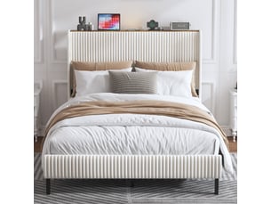 Lit 2 places 140x200 cm coloris beige