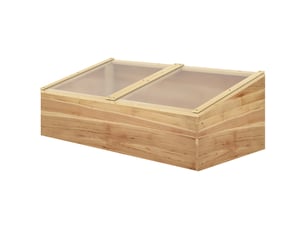 Mini serre de jardin serre pour semis dim. 100l x 50l x 36h cm toit 2 pans ouvrables séparemment panneaux de polycarbonate bois sapin pré-huilé