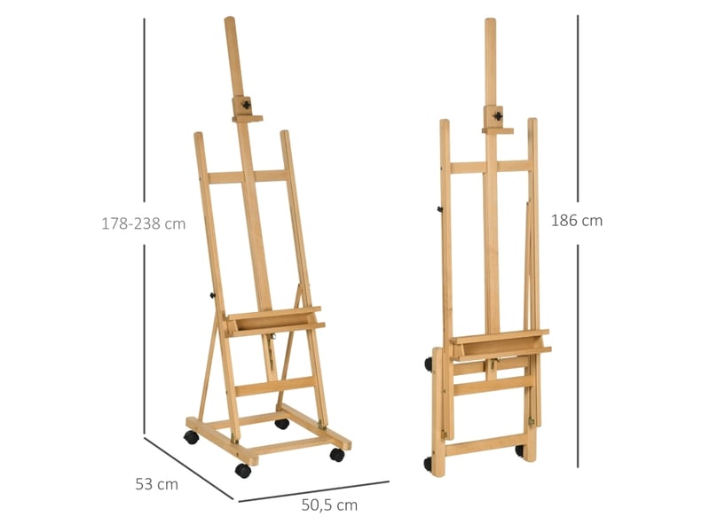  Chevalet d'artiste réglable sur roulettes en bois de hêtre evryae  - Conforama E