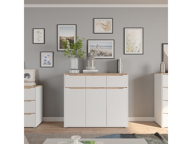  Vicco commode avec tiroirs, blancchêne artisan, 119.8x101.9cm  - Conforama C
