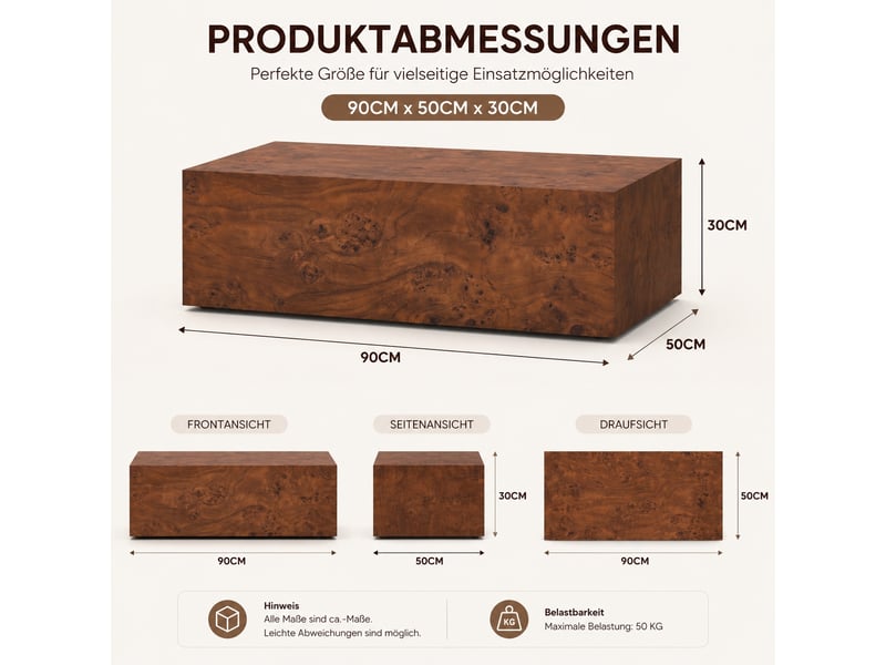  Table basse minimaliste polyvalente - lpospi - plateau lisse pour salon, mdf effet bois noyer  - Conforama D