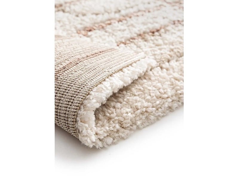 Tapis enfant shaggy scandinave crème rose, 80 x 150 cm 51733 - Conforama C