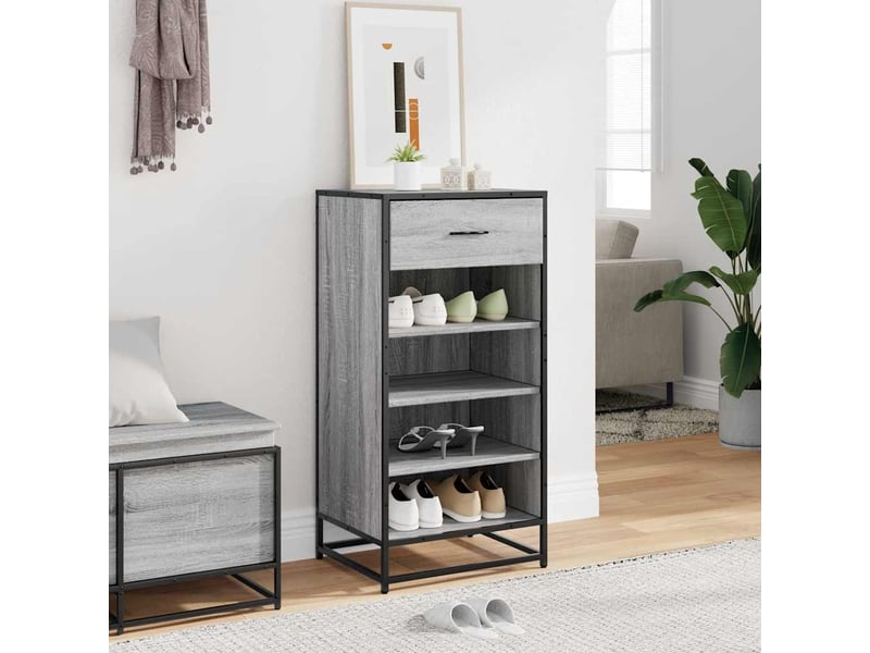  Meuble à chaussures, étagère à chaussures sonoma gris 48x38x97,5 cm bois ingénierie  - Conforama C