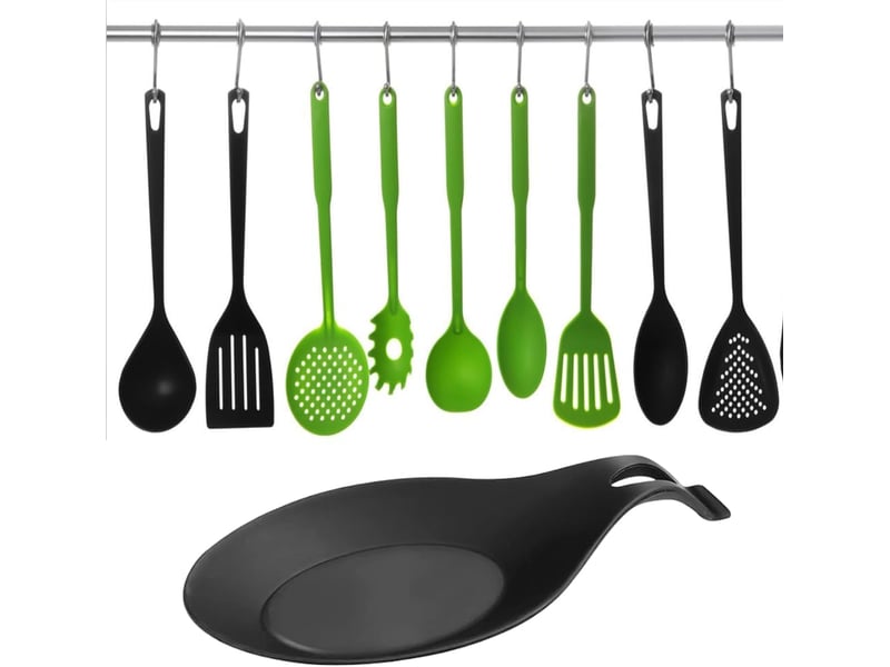 Repose-cuillère multifonction en silicone, résistant à la chaleur, idéal pour la cuisine (noir) - Conforama C