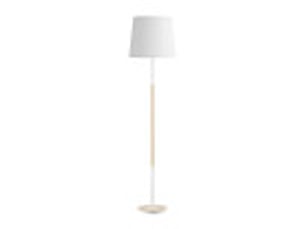 Fabrilamp alondra lampadaire textile blanc et hêtre, 1 x e27, h 168 cm, ø 40 cm