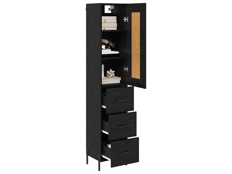 Buffet - haut armoire chêne noir 34,5 x 34 x 180 cm bois d'ingénierie - Conforama C