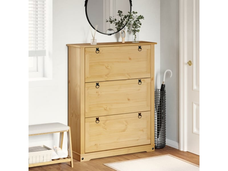  Meuble à chaussure, armoire à chaussures corona 99x32x124,5 cm bois de pin massif  - Conforama C