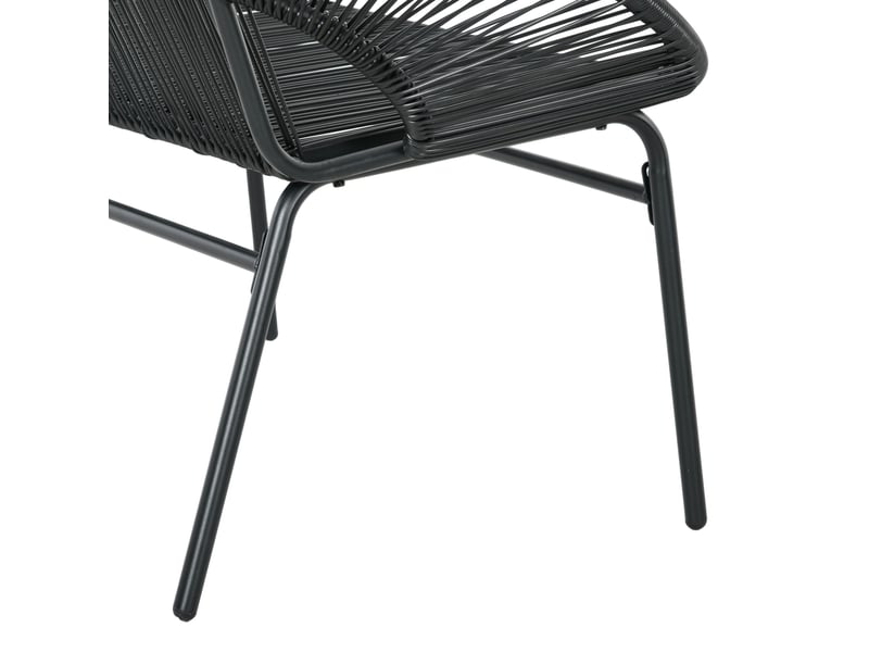 Banc de jardin 2 places en résine tressée noire, structure acier, dossier haut, idéal terrasse et balcon  - Conforama D