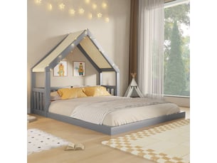 Lit cabane 140x200 cm coloris gris