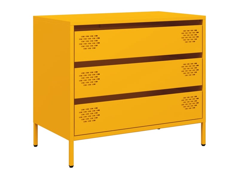  Buffet - bahut - meuble de rangement jaune moutarde 68x39x58,5 cm acier laminé à froid  - Conforama A