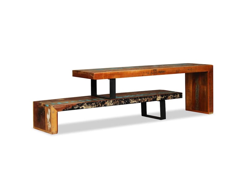  Meuble tv - banc tv - meuble de rangement bois de récupération massif  - Conforama E