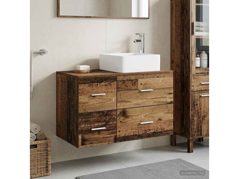 Ensemble de mobilier de salle de bain 2 pcs bois ancien shl5899 - Conforama B