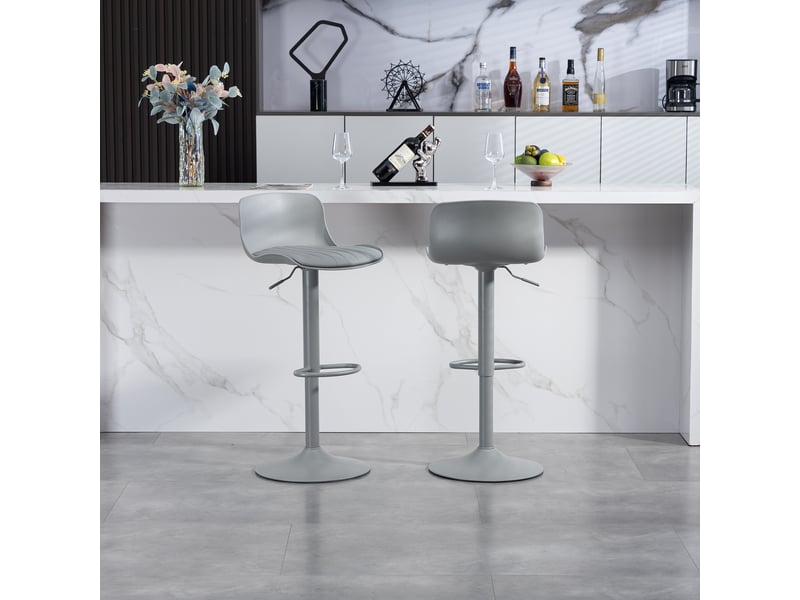  Tabourets de bar réglables lot de 2 avec dossier - lpospi - pivotants 360°, assise rembourrée, métal - gris  - Conforama C