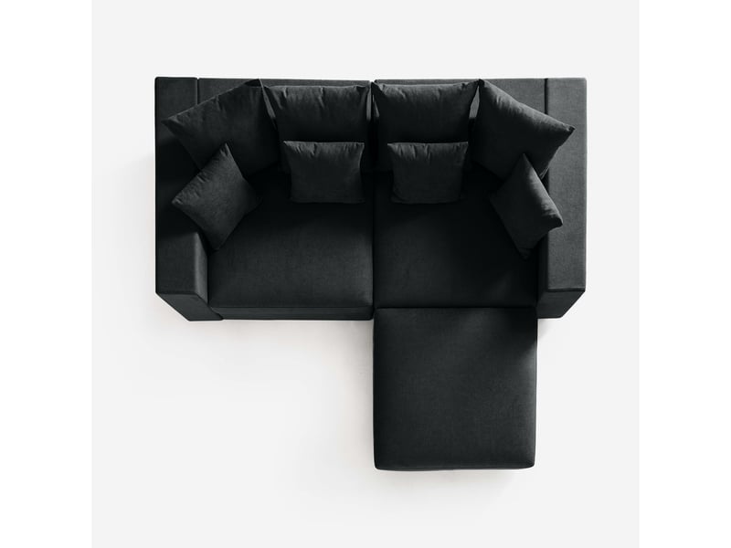  Canapé modulaire de salon déhoussable avec pouf et coussins cortina d - noir  - Conforama D