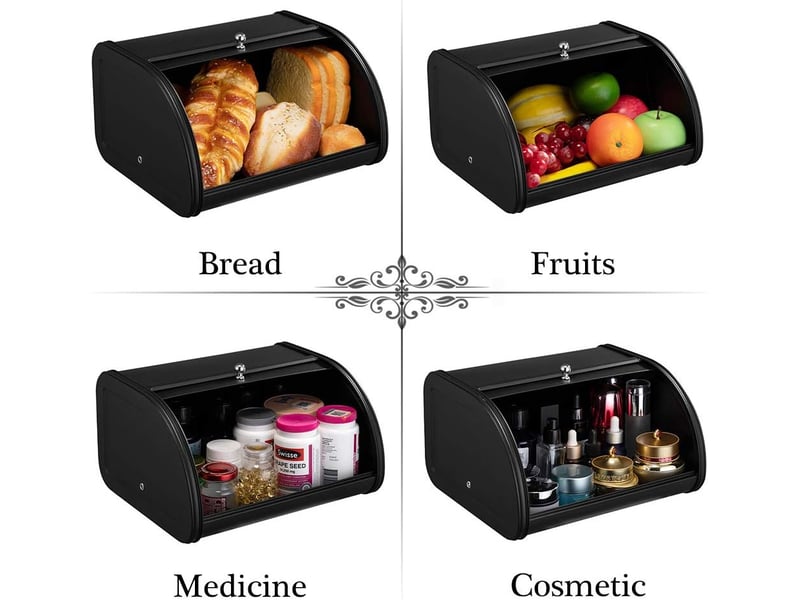  Boîte à pain en acier inoxydable – 31.5x25.5x17cm, noir  - Conforama C