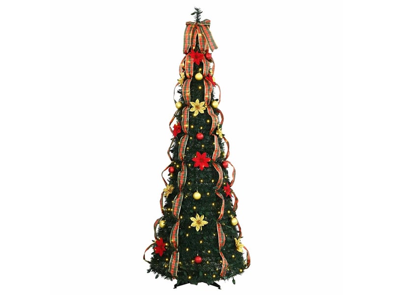 Sapin de noël artificiel, arbre de noël avec 150 led vert 185 cm pvc - Conforama C