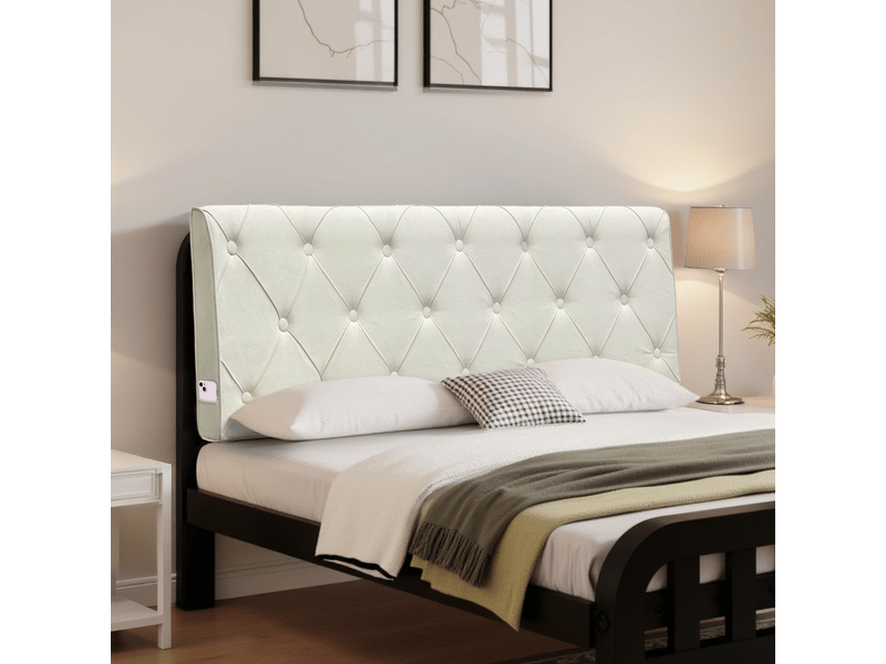  Tête de lit rembourrée vercart 140 cm - microfibre suédine beigegrey  - Conforama B