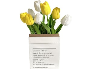 Fleurs artificielles tulipes détails fins couleurs vives résistantes pour bureau salon décoration blanche et jaune