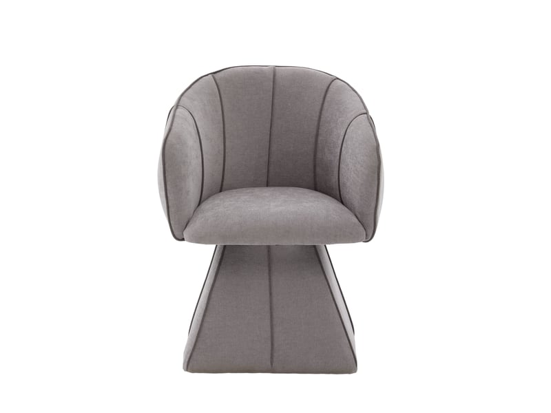  Fauteuil pivotant 56x54x74,5 cm, pour salon, bureau, avec dossier haut ergonomique et accoudoirs larges, gris, chenille  - Conforama A