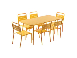 Ensemble table de jardin 160 cm et 6 chaises jaune bergame