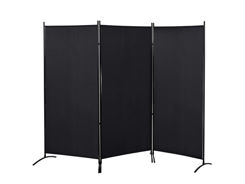  Paravent 3 panneaux dim. 2,53l x 0,5l x 1,82h m store latéral brise-vue paravent sur pied métal séparateur polyester  - Conforama B