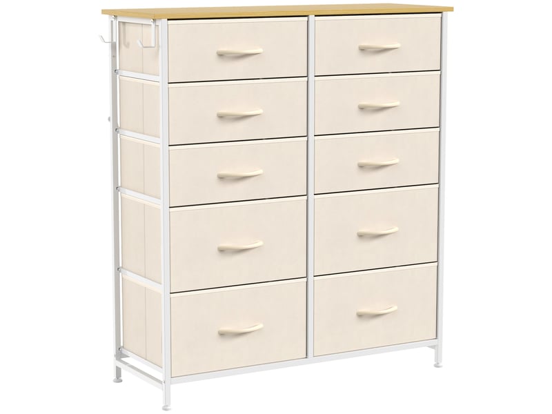  Commode 10 tiroirs 4 poches 2 crochets beige  - Conforama A