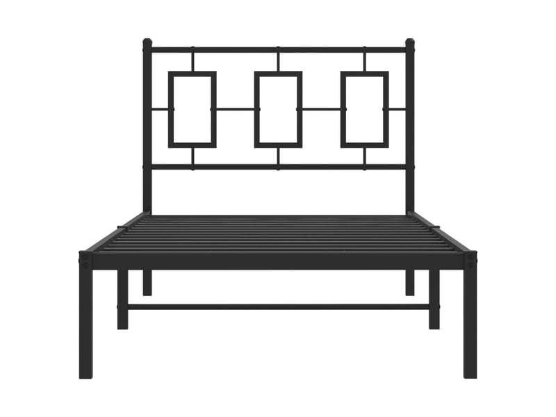  Lit simple- lit adulte -  cadre de lit métal sans matelas avec tête de lit noir 90x190 cm  - Conforama D