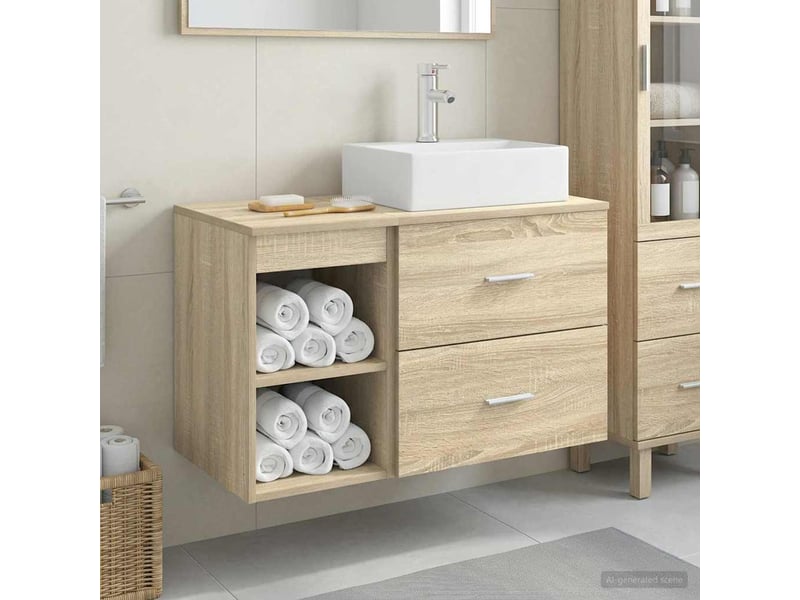  Ensemble de mobilier de salle de bain 2 pcs chêne sonoma shl8637  - Conforama B
