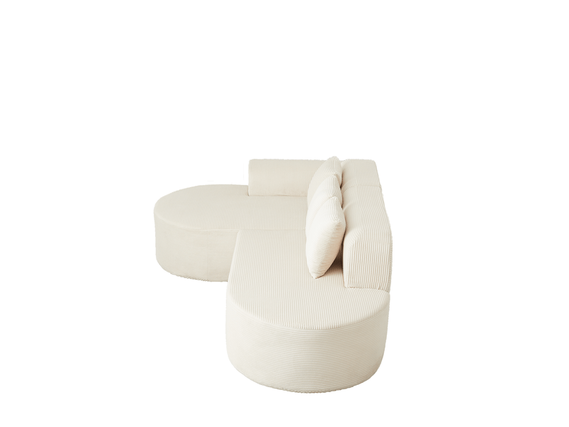  Canapé d'angle, canapé modulable, 220 cm, en velours tricoté, forme incurvée, pour intérieur, design moderne  - Conforama E