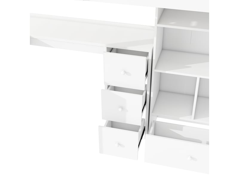 Lit mezzanine enfant - 90x200 cm - bureau intégré - tiroirs - armoire ouverte - Conforama W