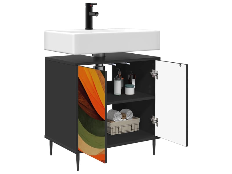  Armoire de salle de bain, meuble de rangement bonn chêne noir 60x40x61 cm  - Conforama C