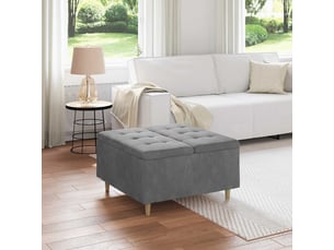 Ottoman, repose pied salon avec rangement gris foncé 80x80x45 cm velours