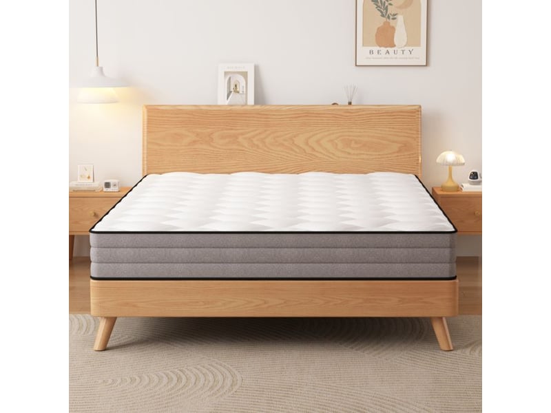  Matelas à ressorts ensachés 7 zones - 140x200 cm - h3 - 20 cm - blanc+gris - 1000 ressorts - mousse haute densité 140x200x20cm - Conforama E
