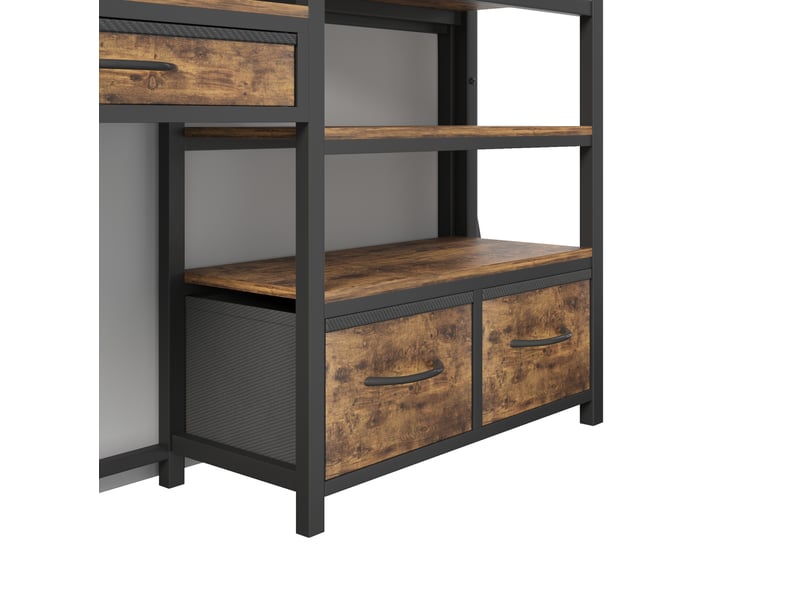  Lit mezzanine enfant 90x200 cm noir en métal avec bureau, rangements, led multicolore, sans matelas  - Conforama D
