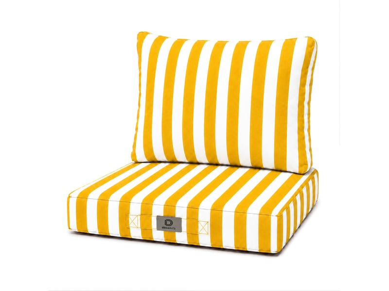  Coussins chaise jardin assise + dossier 40x40cm rayure jaune  - Conforama A