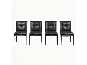 Lot de 4 chaises de salle à manger noires avec dossier rembourré, structure en métal