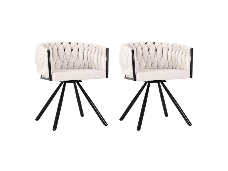  Lot de 6 chaises de salle à manger,pivotantes à 360°,velours,beige  - Conforama D