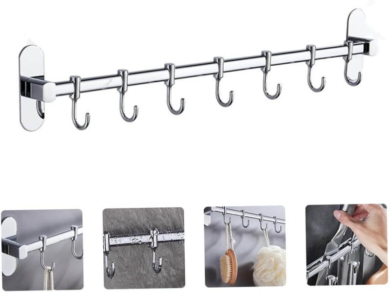  Crochet de rangement de cuisine sans perçage, de suspension mobile pour ustensiles, étagère de murale, gris - qa002536 QA002536 - Conforama C