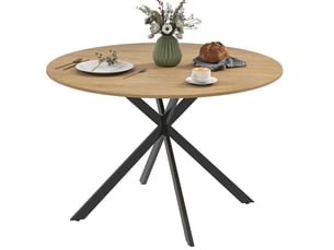 Table à manger ronde, 120 cm, 4 personnes style industriel style simple pour 4 personnes, salle à manger, coloris chêne