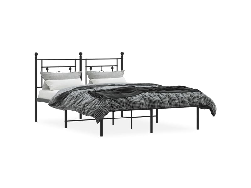  Lit double- lit adulte -  cadre de lit métal sans matelas avec tête de lit noir 135x190cm  - Conforama B