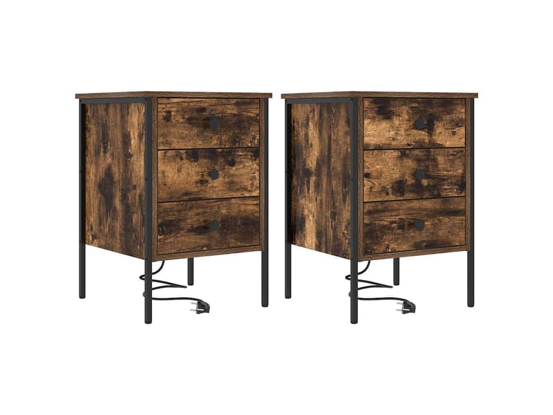 Table de chevet - cabinet de chevet - table de nuit 2 pièces chêne fumé 42 x 41 x 61 cm - Conforama A