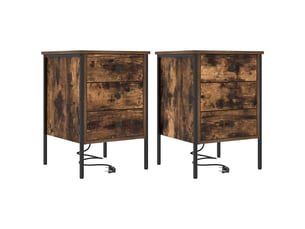 Table de chevet - cabinet de chevet - table de nuit 2 pièces chêne fumé 42 x 41 x 61 cm