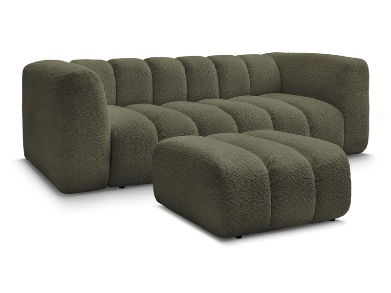  Bobochic canapé droit fixe 3 places talia tissu bouclette avec pouf vert TALIA - Conforama A