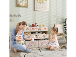 Étagère de rangement enfant étagère à 3 niveaux avec 9 boîtes en tissu non tissé jaune 93 x 30 x 70 cm