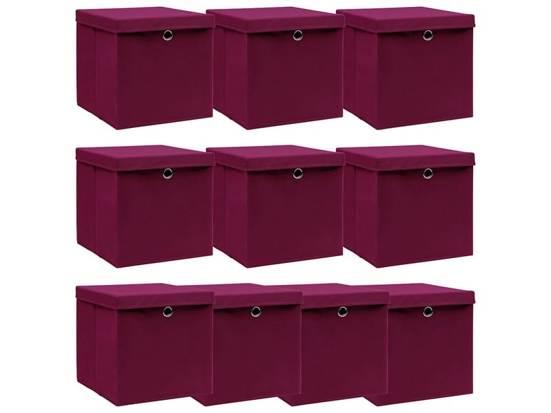 Boîtes de rangement 10 pcs rouge foncé 32x32x32 cm tissu shl60323 - Conforama B