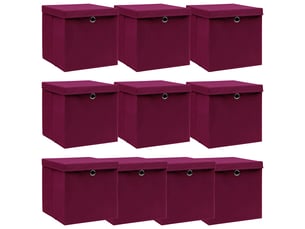 Boîtes de rangement 10 pcs rouge foncé 32x32x32 cm tissu shl60323