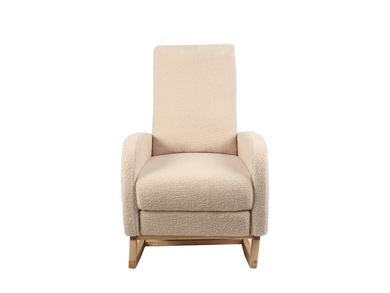  Fauteuil à bascule avec repose-pieds 75x63x104 cm en tissu bouclette beige  - Conforama D
