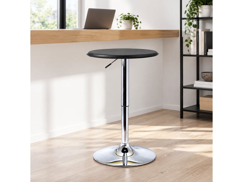 Table haute ronde réglable ø63 cm noire en similicuir avec plateau pivotant - Conforama E